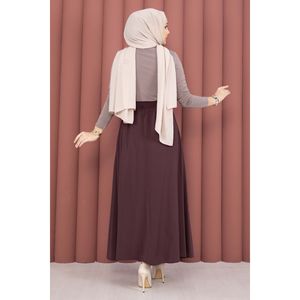 Jupe en Tencel bordeaux à taille élastique avec poches, en mousseline de soie respirante et douce, imprimé numérique, taille XS, style uni, avec ceinture - Product Image 5