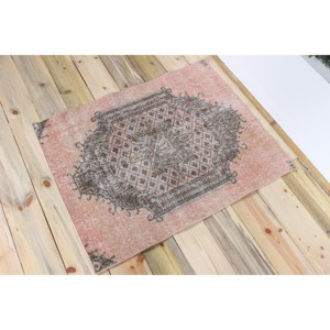 Tapis turc rose à motifs floraux en laine, 2,6 x 3,3 pieds - Product Image 2