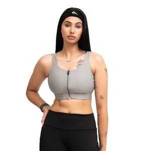 สำหรับบราสีเทาแบบกลับด้านได้ ประดับด้วยลูกปัด พิมพ์ลายตาข่าย รองรับทรงสูง สำหรับโยคะ - Product Image 1