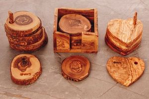 Dessous de verre carrés en bois écologiques en forme de biscuit pour boissons café thé liège ardoise sous-verres en gros personnalisé Logo personnalisé - Product Image 2