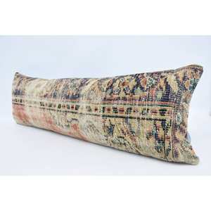 Luxury 16x48 Inch Beige Kantha Patchwork Wool Pillow Woven Vintage <b>Fluffy</b> Embroidered Printed Rustic Design for <b>Bedding</b> Floors - Product Image 4