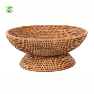 Tazón de fruta de ratán de base grande, decoración de presentación de comida, vajilla ecológica, duradero, producto al por mayor en Vietnam - Product Image 1