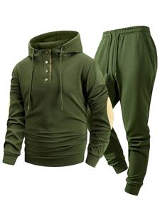 Ensemble de survêtement décontracté pour homme automne-hiver, jogging en plein air, sweat-shirt et pantalon 2 pièces avec capuche - Product Image 3