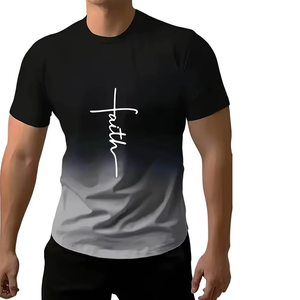 Camiseta de manga corta con cuello redondo estilo hip hop, tops y camisetas de gran tamaño, Camiseta de algodón 100% para hombre, estampado de corte holgado - Product Image 2