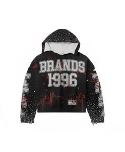Custom Vintage Embroidered Rhinestone Streetwear Silk Screen Printing Acid Wash Oversized 100%cotton High Quality <b>Men</b> <b>Hoodies</b> - Product Image 1