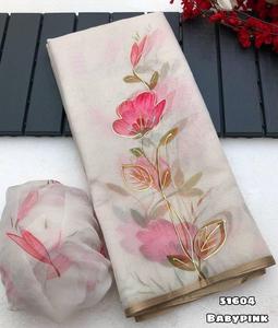 ผ้าไหมแก้วระบายอากาศได้แฟชั่นใหม่3D ปักดอกไม้ผ้าโปร่งบางสำหรับงานแต่งงานส่าหรีเสื้อผ้าอินเดีย - Product Image 6