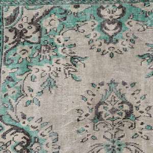 Alfombra Vintage Grande de 5.2x9.1 pies, Alfombra Turca, Alfombra Oriental de Lana Azul Grisácea - Product Image 4