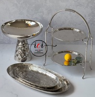Nikil fini verre texturé support de service bol Unique modèle en métal maison Restaurant mariage plaque Pack plats assiettes
