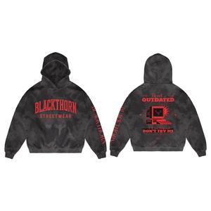 Custom OEM Streetwear <b>Oversized</b> Acid Stone Washed Distressed Puff Print <b>Hoodie</b> Sun Faded Acid Wash Zip up Hoodies for Men - Product Image 6