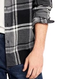 Camisa a cuadros personalizada para hombre, negra y gris, de manga larga, informal, de franela, suave, de algodón, para invierno, al por mayor. - Product Image 6