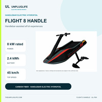 Hydrofoil électrique UNPLUGLIFE FLIGHT 8 HANDLE 8 kW en carbone avec commande au guidon
