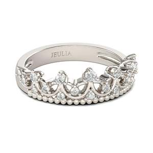 Jeulia Sterling Silver <b>Crown</b> <b>Ring</b> with Zircon-Trendy Rhodium Plated Engagement Jewelry - Product Image 2