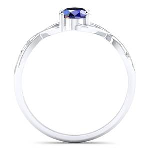 แหวนเพชรพลอยสีน้ำเงินทรงรี 0.75 กะรัต ดีไซน์หรูหรา REYES ทองคำแท้ 14K สำหรับผู้หญิง พร้อมใบรับรอง GRA และเครื่องประดับโมอิสซาไนต์ - Product Image 4