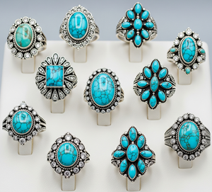 Alta calidad 925 Plata personalizada fiesta banda moda anillo oro rosa Bella Durmiente turquesa piedras preciosas joyería para regalo de boda - Product Image 6