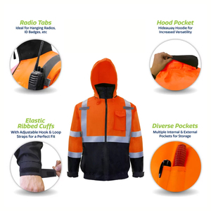 High-Viz Cotton Workwear Customized Logo High Visibility Safety Jacket Waterproof Jacket LED Flash Reflective Jacket - Product Image 4