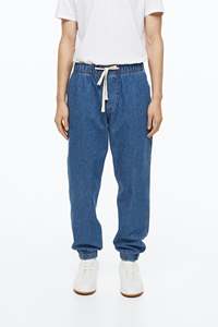 Jeans de mezclilla azules holgados de pierna ancha para hombre, estilo High Street, fabricados con alta calidad, 100% algodón peinado, personalizables. - Product Image 4