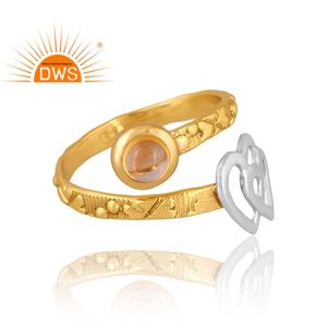 แหวนพลอยซิทรีนธรรมชาติชุบทอง18K ทำจากทองเหลืองเหมาะสำหรับเป็นของขวัญสำหรับผู้หญิง - Product Image 4