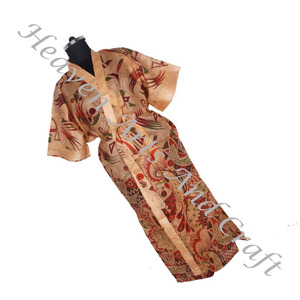 KL013 Kimono Vintage de Seda Pura para Mujer, Kimono Largo con Doble Bolsillo, Bata de Noche, Kimono Vintage de Verano - Product Image 2