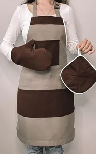 ผ้ากันเปื้อนสำหรับห้องครัวสำหรับเชฟผู้หญิงบริกรร้านบาร์บีคิวร้านบาร์บีคิวช่างทำผมผ้าคอตตอนสีบริสุทธิ์อุปกรณ์ทำอาหาร - Product Image 6