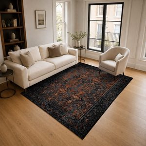 Tapis RUGS DEPOT LXDP-1004, tapis d'appoint en chenille noir charbon, style oriental traditionnel, imprimé numériquement, lavable en machine, antidérapant, vente en gros - Product Image 2