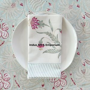 Vente en gros de sets de table en coton imprimé en bloc avec serviettes Lot de 6 sets de table avec 6 serviettes Jaipuri Tapis faits à la main avec serviette - Product Image 1