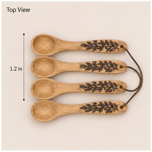 ชุดช้อนไม้ 4 ชิ้น ลายใบไม้ แกะสลักด้วยมือ สำหรับใช้ในครัว - Product Image 3