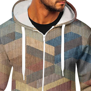 Venta al por mayor 2025 sudaderas con capucha para hombre 100% algodón orgánico cremallera transpirable mangas regulares estampado cuello transpirable para ropa de primavera - Product Image 5
