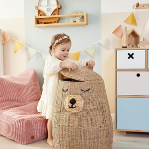 Cesta de Almacenamiento de Animales Tejida a Mano con Tapa de Pasto Marino para Cuarto de Niños - Product Image 1