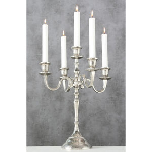 Candélabre de luxe en argent pour mariage, 5 bras, support de bougie en métal, décoration traditionnelle, aluminium nickelé poli, chandelier - Product Image 4