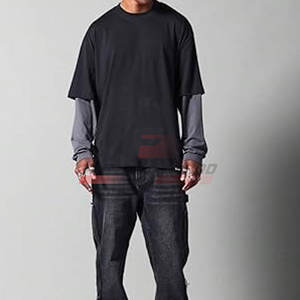 เสื้อยืดผ้าฝ้ายสองชั้นแขนสั้นสำหรับผู้ชายเสื้อยืดผ้าฝ้าย100% สองชั้นออกแบบได้ตามต้องการ - Product Image 3