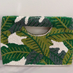 Sac à perles multicolores avec poignée, sac à main, sac décontracté, artisanat indien, fait main, sac baguette - Product Image 1