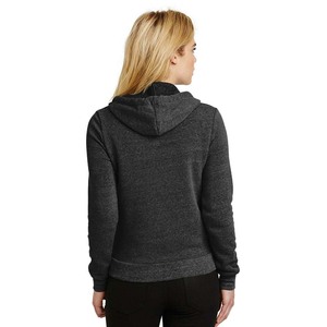 Camiseta Ligera de Forro Polar para Mujer, Manga Larga, Color Azul Jaspeado y Amarillo Neón, con Capucha, Ecológica, Sudadera de Invierno - Product Image 4