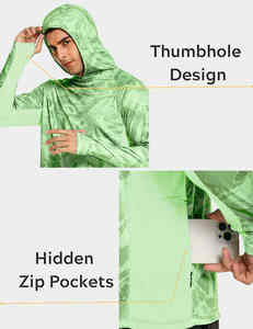 Sudadera con Capucha de Pesca Ligera para Hombre, Estampada, de Manga Larga, con Protección, Diseño Personalizable y Características Anti-Vegetación - Product Image 5