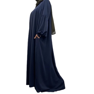 Abaya de Dubaï à manches chauve-souris pour femmes, couleur unie, design ample, style turc, taille unique, robe musulmane, vêtements, robes musulmanes - Product Image 4