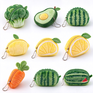 Monedero de peluche personalizado, bolsa de peluche con forma de fruta, peluche de verdura, monedero kawaii, llavero de peluche con forma de comida, mini billetera linda - Product Image 4