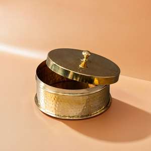 Caja de Chapati de latón o almacenamiento artesanal Roti Dabba para panes planos indios y uso diario - Product Image 2