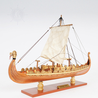 Maqueta de Barco Vikingo Drakkar Unisex de Alta Calidad, 40 cm, Réplica de Madera Hecha a Mano, Soporte de Exhibición, Decoración Coleccionable, Regalo para Edades de 5 a 7 Años, OMH