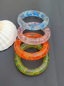 Ethnic Print Handmade Resin Bangle Traditional Fusion Attire Wholesale Resin Crafts Transparent Bangles - Product Image 2