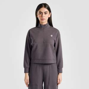 Prime Women's Half Zip <b>Upper</b> Regular Fit Sweater Charcoal Color - Product Image 2