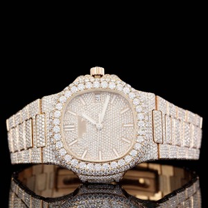Montre de luxe personnalisée avec diamants de laboratoire, style Hip Hop, entièrement sertie, avec mouvement japonais - Product Image 3