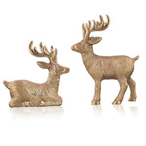 Figurine de renne doré élégante au design moderne en métal pour le salon de la pièce maîtresse de vacances ou la configuration de la fête d'hiver - Product Image 1