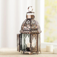 Mini porte-bougie pilier marocain antique en fer forgé, de luxe, unique, fait main, écologique, découpé, personnalisable pour mariage, avec verre