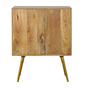 Mesita de noche de madera de mango macizo elegante contemporánea, mesita de noche plegable minimalista, inspiración India antigua para sala de estar - Product Image 5
