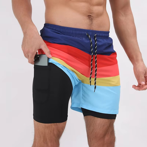 Pantalones cortos de verano de doble capa para hombre, pantalones de playa y natación impermeables, ropa deportiva informal con patrón sólido, talla Doble - Product Image 5
