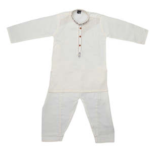 Traje Kurta Shalwar Bordado para Niños - Color Fawn - Product Image 3