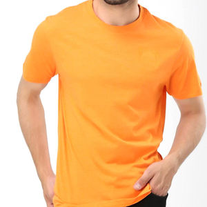 เสื้อยืดคอกลมผ้าฝ้าย100% เนื้อนุ่มสีส้มสำหรับผู้ชายทรงสลิมฟิตน้ำหนักเบาด้านหน้าเสื้อยืดลำลองแขนสั้นธรรมดาสำหรับทุกวัน - Product Image 5