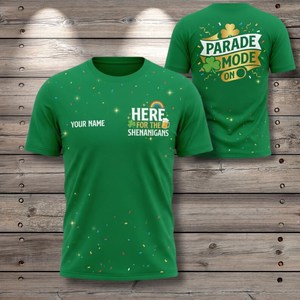 T-Shirt Unisex Personalizzata per San Patrizio, Club dei Scherzi, Grafica Leprechaun, Divertente Quadrifoglio Irlandese Verde, Personalizzabile Promozionale - Product Image 1