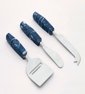 Nouvel ensemble de couteaux à couverts en acier inoxydable, finition argentée brillante, ensemble de couteaux à fromage, manche en bois coloré à vendre, ensemble cuillères/couteaux - Product Image 5