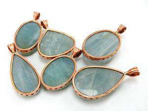 Colgante de cobre druso en bruto Natural aguamarina con ajuste de bisel regalo de joyería de moda para ella suministros de mayorista de un tipo - Product Image 6