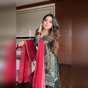 Túnica de precio comercial, talla M XXL, georgette, con bordado a mano, conjunto de 3 piezas para textiles, envío global desde fábrica y tienda - Product Image 5